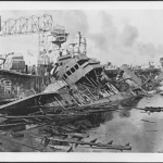 Burning and damaged ships after the Japanese attack on Pearl Harbor, Dec. 7 1941. Courtesy: National Archives