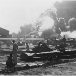 Burning and damaged ships after the Japanese attack on Pearl Harbor, Dec. 7 1941. Courtesy: National Archives