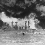 Burning and damaged ships after the Japanese attack on Pearl Harbor, Dec. 7 1941. Courtesy: National Archives