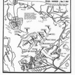 Original caption: Map of Pearl Harbor, one of approximately 40 new pictures of combat action during first six months of Pacific war, released in connection with publication of "Battle Report" by Comdr. Walter Karig, USNR and Lt. Welbourne Kelley, USNR. Rec'd Nov. 27, 1944. Courtesy: National Archives